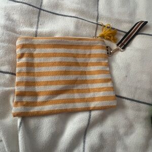 Striped Yellow and White Pouch